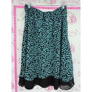 Skirt polka dot y2k flowy Black and Turquoise Polka Dot A-Line Skirt